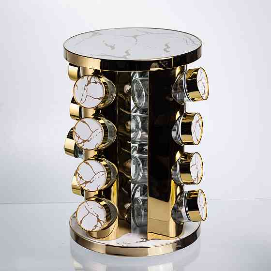 Карусель для спецій 16 банок, білий мармур Київ