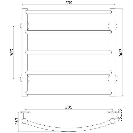 Рушникосушарка UNIO LD W 500-500-5 BLK Драбинка Дуга вода чорна Киев