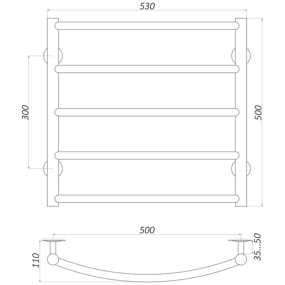 Рушникосушарка UNIO LD W 500-500-5 BLK Драбинка Дуга вода чорна Киев - изображение 5