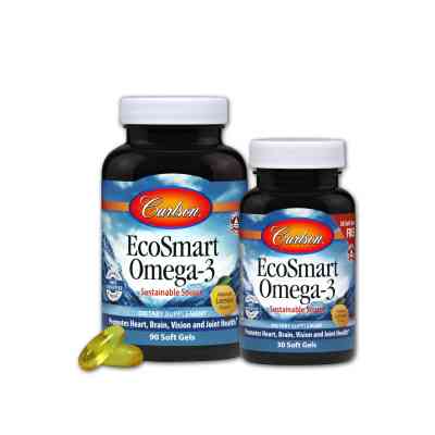 Жирные кислоты Carlson Омега-3, Вкус Лимона, EcoSmart Omega-3, 90+30 желатиновых к (CAR-01804) Винница