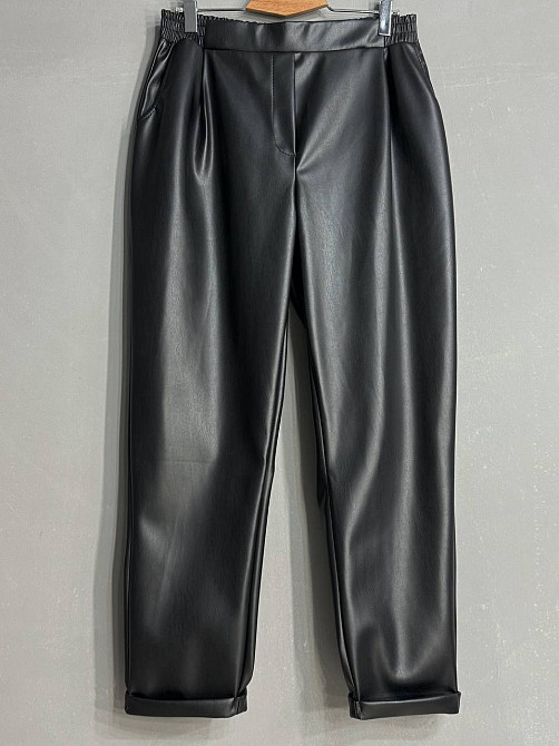 Брюки жіночі Gritana 237 з екошкіри МОМ на резинці великі розміри чорні, чорний, 4XL Київ - фото 13