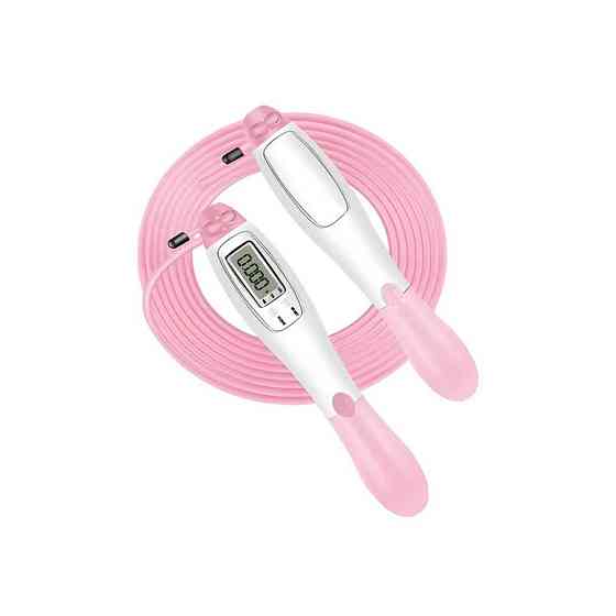 Швидкісна скакалка з лічильником EasyFit EF-1916-WP білий-рожевий Вінниця