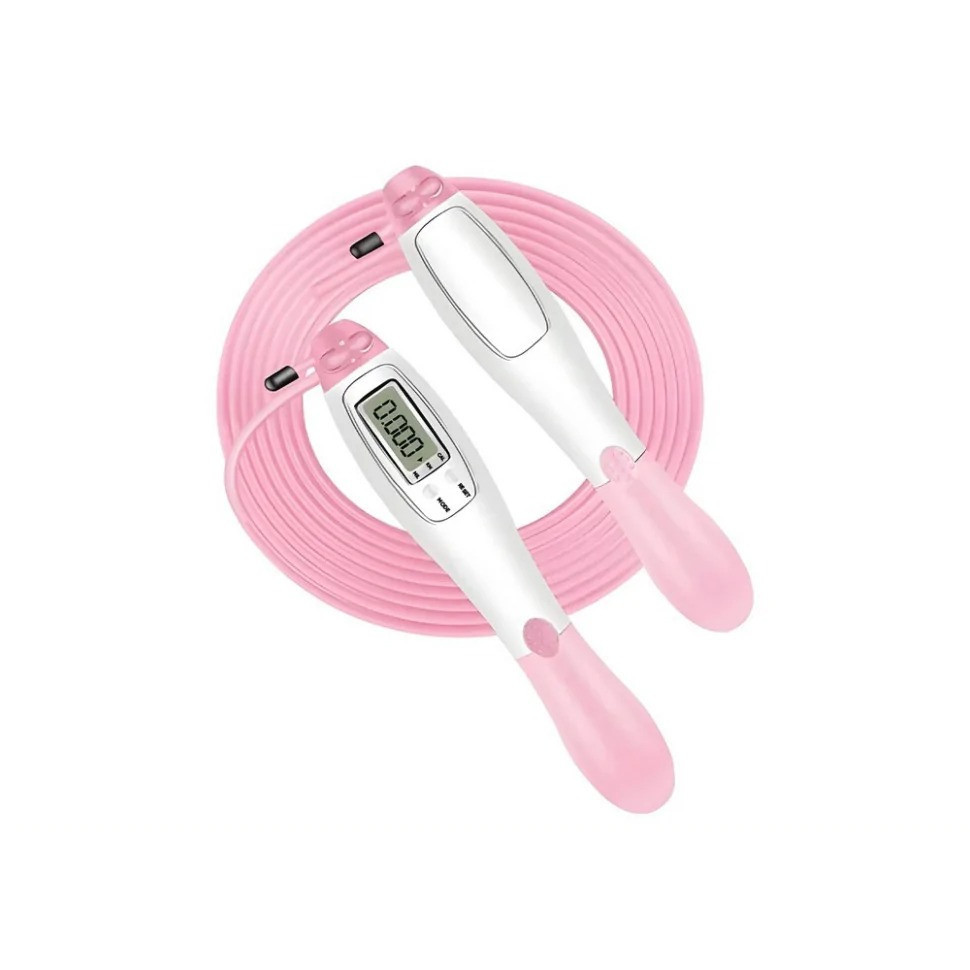 Швидкісна скакалка з лічильником EasyFit EF-1916-WP білий-рожевий Вінниця - фото 1