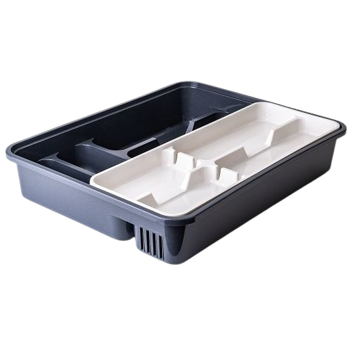 Лоток для столового приладдя зі вставкою пластик граніт/біла троянда Алеана Житомир - фото 1