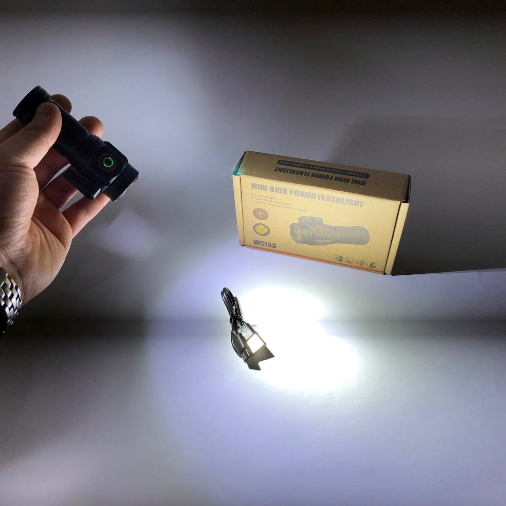 Мощный ручной фонарь повербанк W5183-4XHP360, Армейские тактические фонари, Пылезащищенный фонарь PS-53 Львов - изображение 7