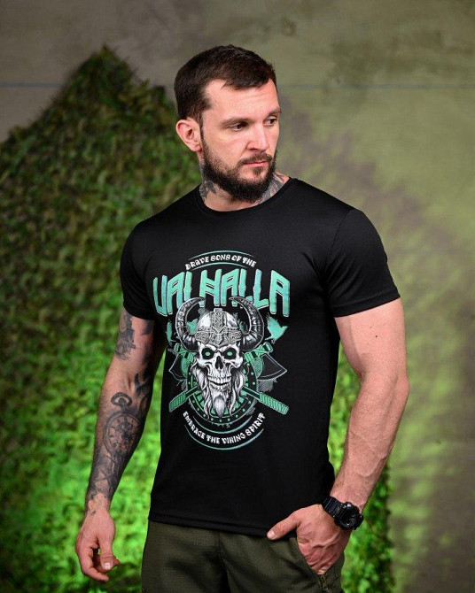 Тактическая потоотводящая футболка Valhalla black ПП7703 Одесса - изображение 2