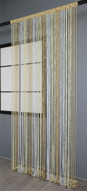 Шторы-нити спираль с люрексом Молочный с бежево-белым 300х300см 1 шт (61-060) Киев - изображение 4