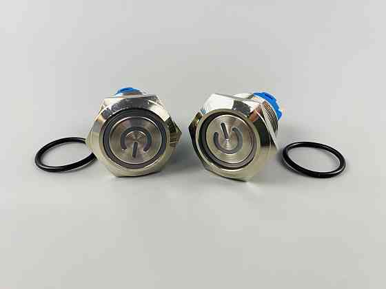 Кнопка OFF-ON (з фіксацією), із синьою led-підсвіткою 12-24 V, 19 мм — діаметр, 5 ніжок Мукачево