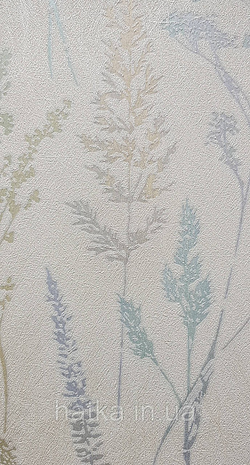 Шпалери вінілові на флізеліні Grandeco Universe 5 гілки листя квіти перламутр бірюза срібло на молочному Київ - фото 3