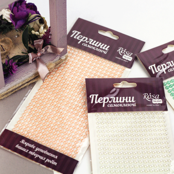 Перлини самоклеючі Білі 5мм 375шт ROSA Talent Київ