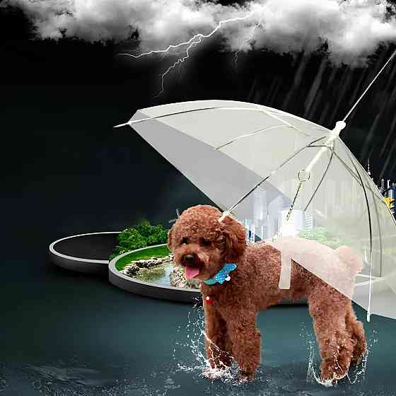 Зонтик для собаки RESTEQ с цепью — удобная и надёжная защита питомца от дождя и солнца на прогулках Киев