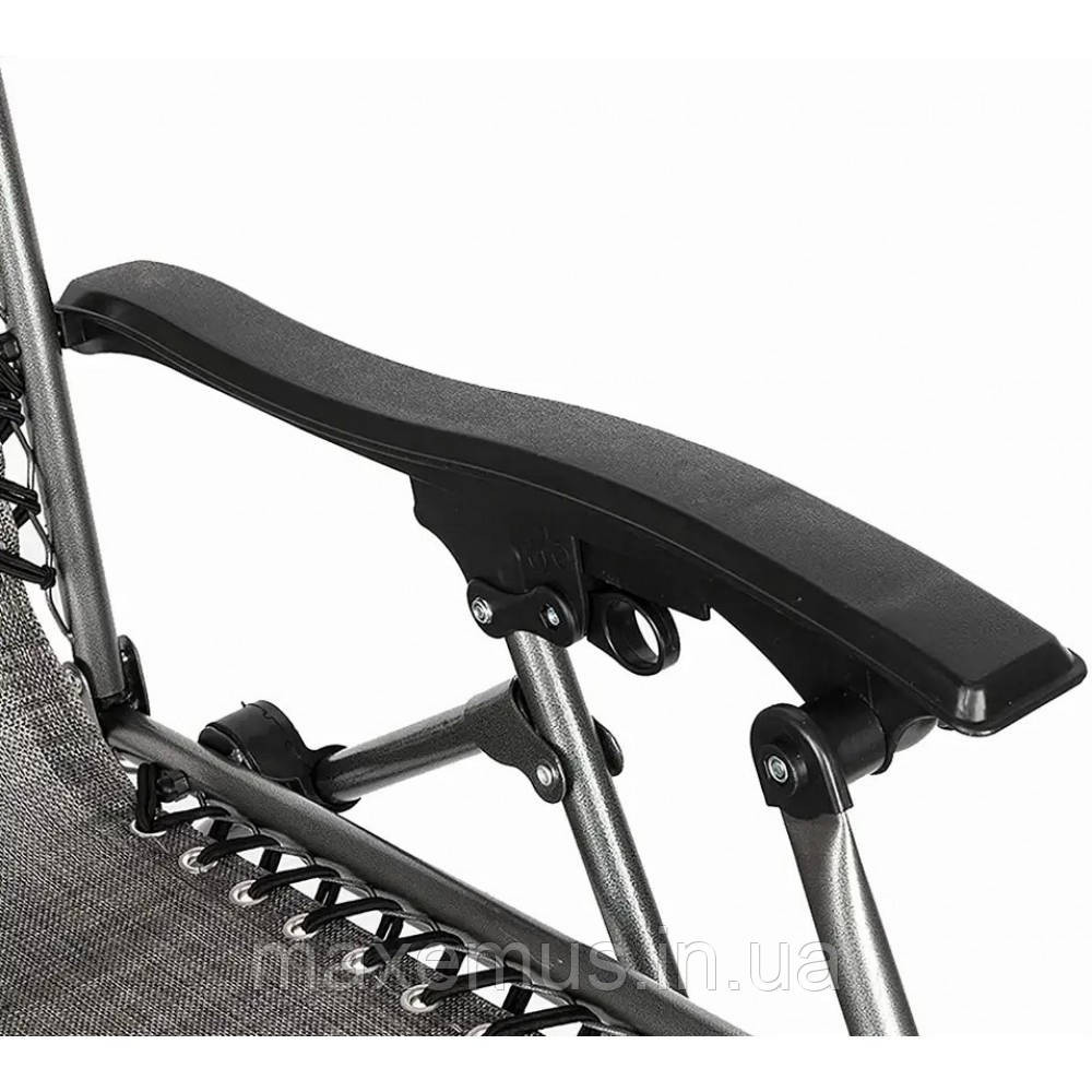 Шезлонг лежак раскладной прочный садовое кресло Bonro SP-167A для сада и дома отдыха на природе серый Мостиська - фото 5