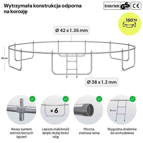 Батут Zipro Jump Pro Premium с внутренней сеткой 16 футов 496 см черно-зеленый Киев