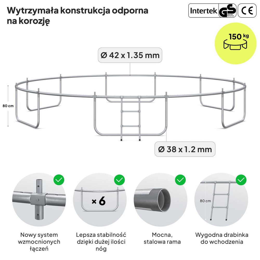 Батут Zipro Jump Pro Premium с внутренней сеткой 16 футов 496 см черно-зеленый Киев - изображение 3