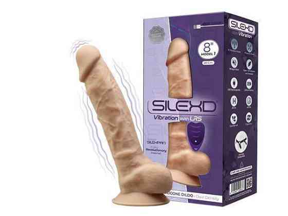 Фалоімітатор з вібрацією SilexD Vetus Vibro Flesh (MODEL 1 size 8in) + LRS, двошаровий, діам. 4,2 см Sex Aura Київ