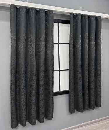 Комплект коротких штор VR-Textil Льон мармур Pavliani ХО № 1262ш Графітовий 130х170 см 2 шт (35-0204) Київ