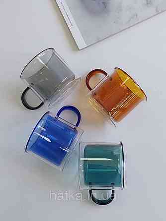 Чашка з подвійним дном Olens "Ейфорія" 250 мл синя для дому кафе та ресторану Київ