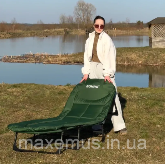 Раскладное кресло шезлонг кровать 2м Садовый лежак пляжный шезлонг темно зеленый Мостиска