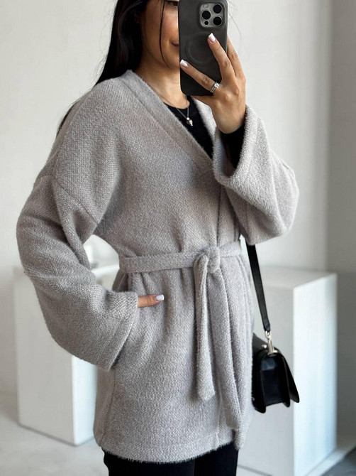 Жіночий теплий модний кардиган альпака Молочний, 46/48 Одеса - фото 4