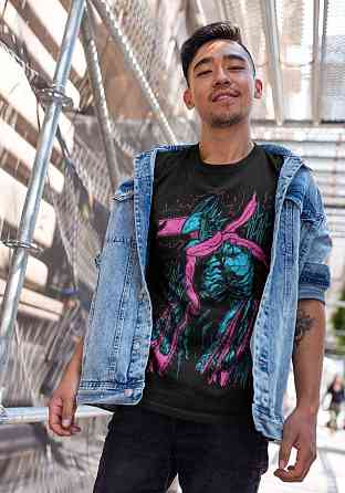 Футболка з аніме принтом Людина-бензопила оверсайз (S/M/L) Чорний AnimeJ1084 Дніпро