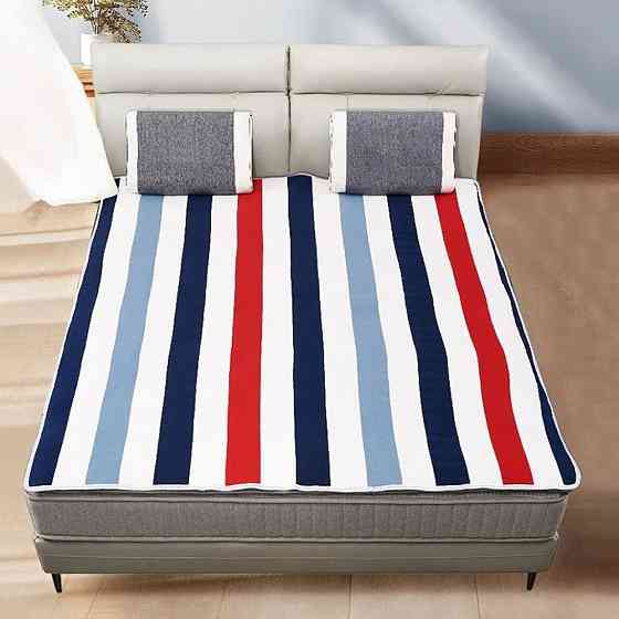 Электропростынь односпальная 140Вт, 150х170см, YASAM, Разноцветная полоска / Мягкая электропростыня с подогревом Киев