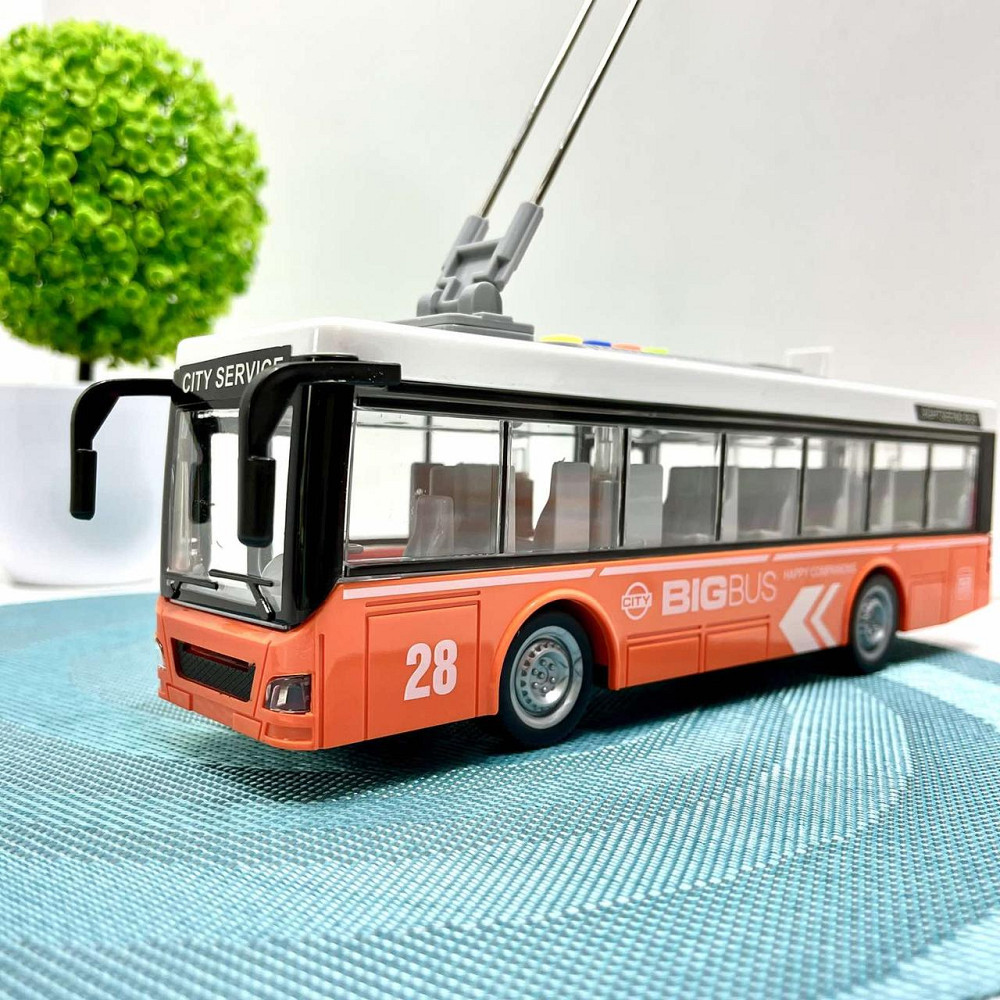 Тролейбус з інерцією підсвічуванням і звуком відчиняються двері Помаранчевий (WY911AB) Чернигов - изображение 6