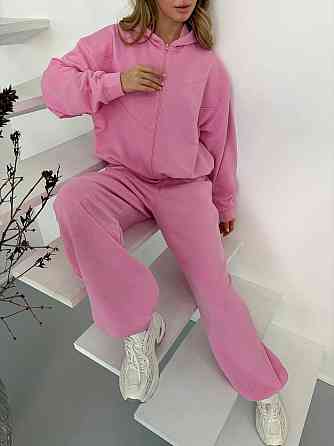 Женский стильный повседневный весенний костюм 100% хлопок Розовый Одесса