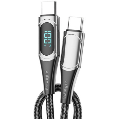 Дата кабель USB-C to USB-C 2.0m 100W Digital Display black Essager (ES-XCTT1-YDA01) Вінниця - фото 3