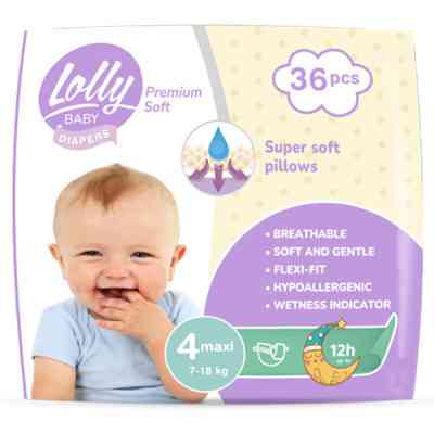 Подгузники Lolly Premium Soft 4 (7-18 кг) 36 шт (4820174981044) Винница