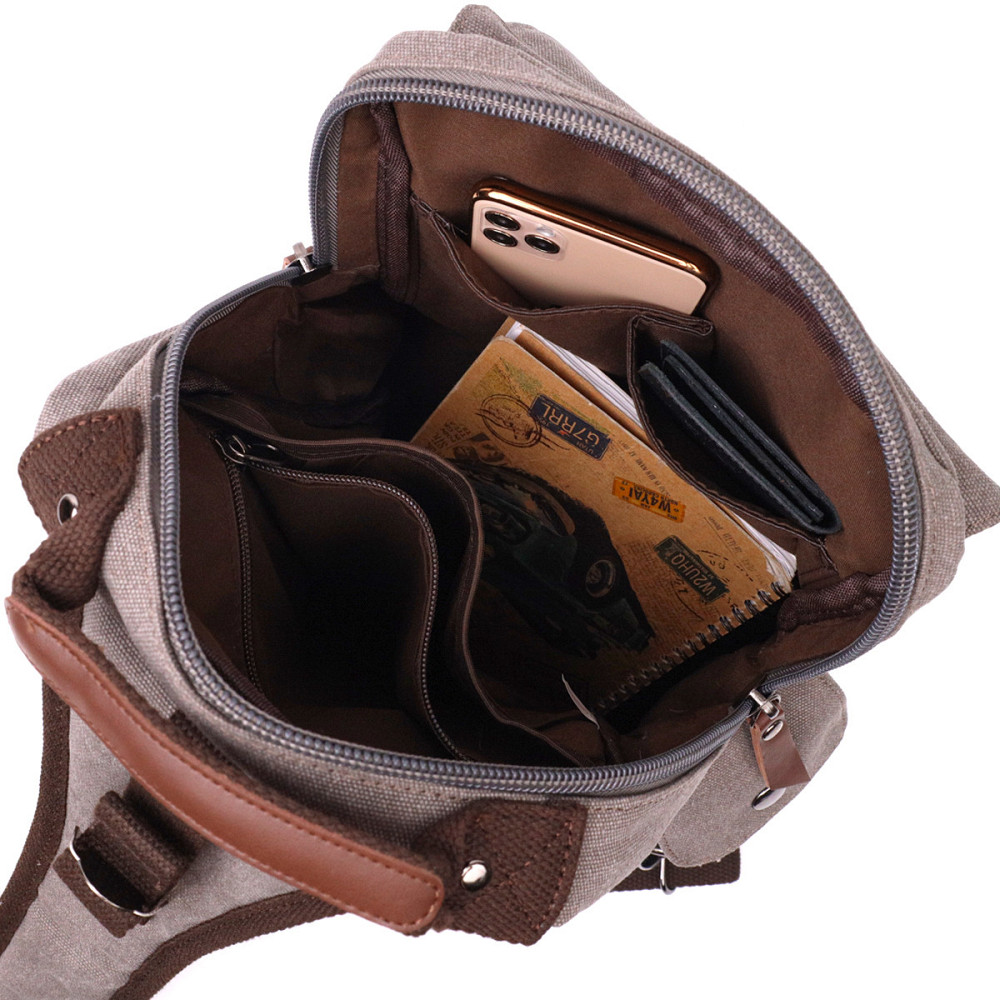 Оригінальна сумка через плече із щільного текстилю Сірий (Vintage) Київ - фото 1