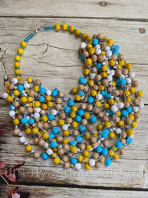 Намисто дерев'яне жовто-блакитне Кривий Ріг - фото 1