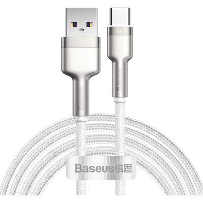 Дата кабель USB 3.1 AM to Type-C 2.0m CAKF 6.0A 66W Cafule Series Metal Data Cable White Baseus (CAKF000202) Винница - изображение 1