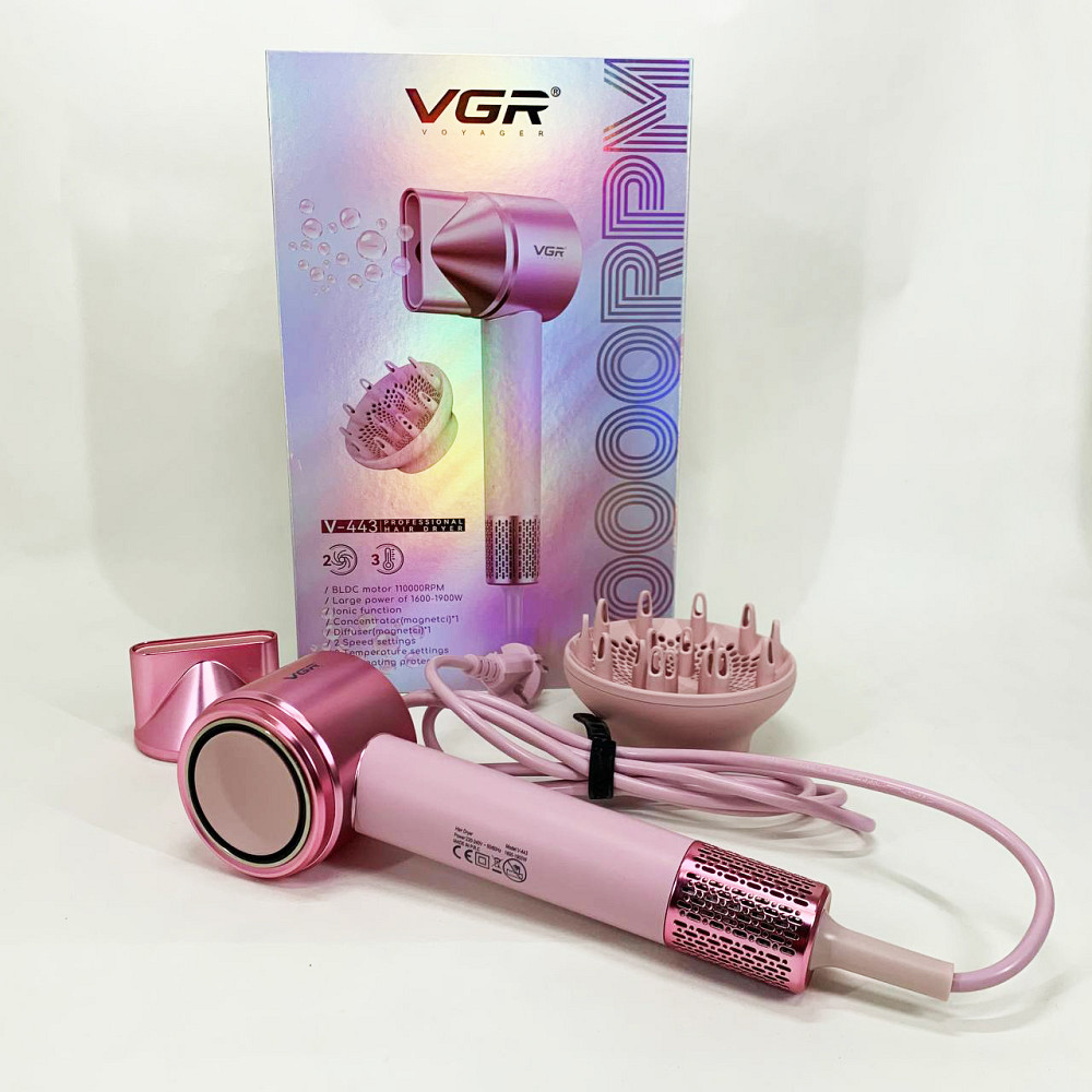 Фен для ефективного укладання волосся VGR, Портативний фен для сушіння легкої укладки волосся DQ-73 Львів - фото 8