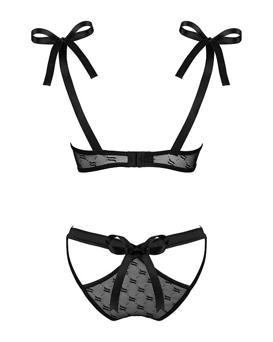 (SALE) Полупрозрачный эротический комплект Obsessive Obsessivia 2pcs set black S/M, бюстгальтер и трусики, Sex Aura Киев - изображение 6