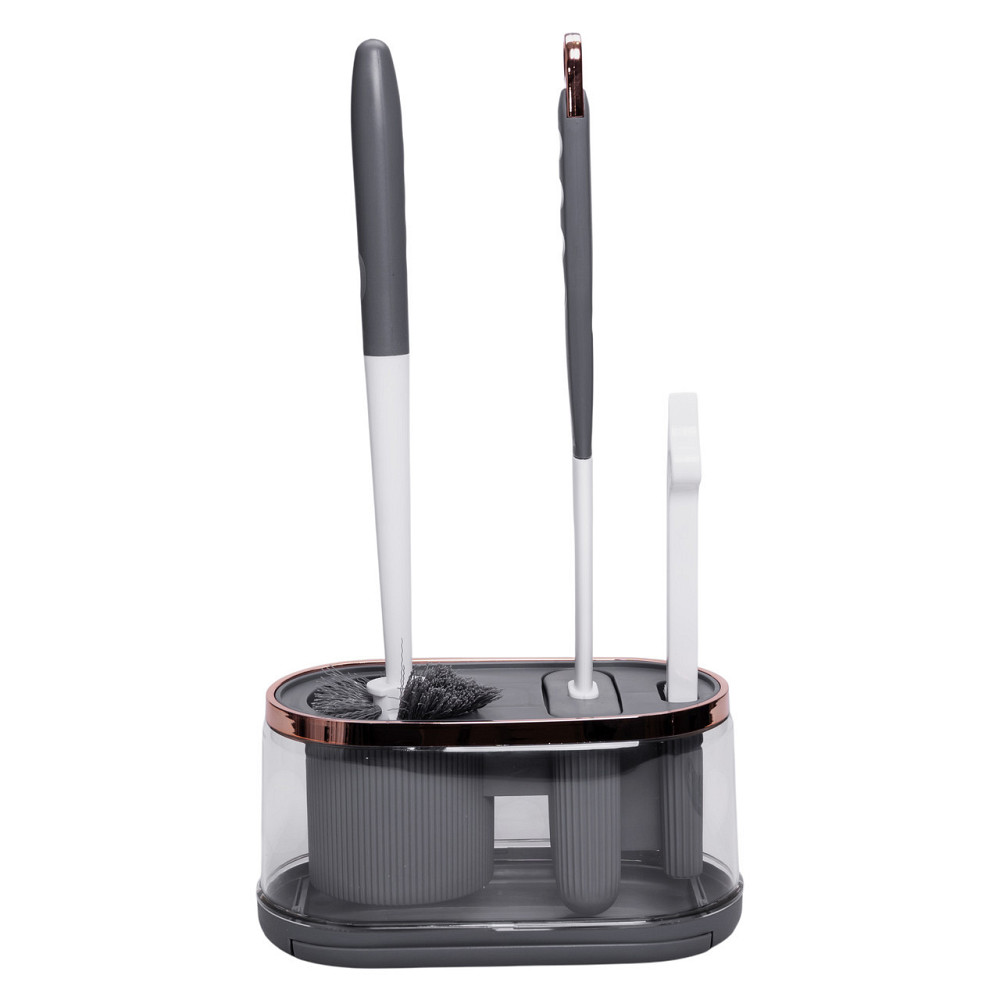 Набір для туалету настінний 3 в 1: 2 йоржика + щітка, йорж для унітазу силіконовий з щіткою йоржик для унітазу HP-35015-47DG Київ - фото 1