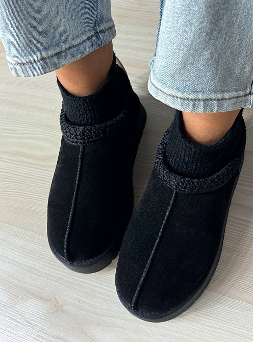 Угги женские Hengji 90-1 с носком и вышивкой натуральная замша черные, 36, 23,5 см Киев - изображение 6