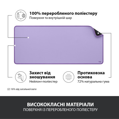 Коврик для мышки Logitech Desk Mat Studio Series Lavender (956-000054) Винница - изображение 4