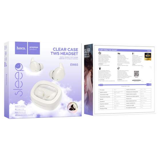 Беспроводные наушники HOCO EW65 Shadow true wireless sleep BT headset Milky white Киев