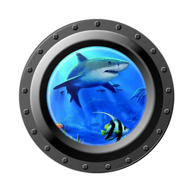 Наклейка на стену Акула 43 см разноцветный Киев - изображение 1