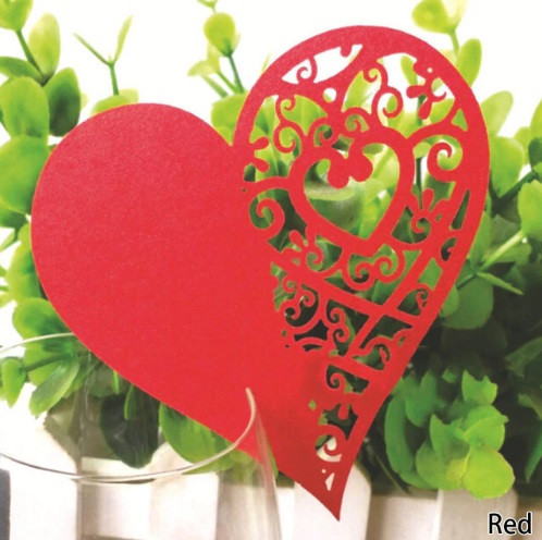 Рассадочные карточки для гостей Сердечка 10 штук 8 на 8 см красный Киев - изображение 2