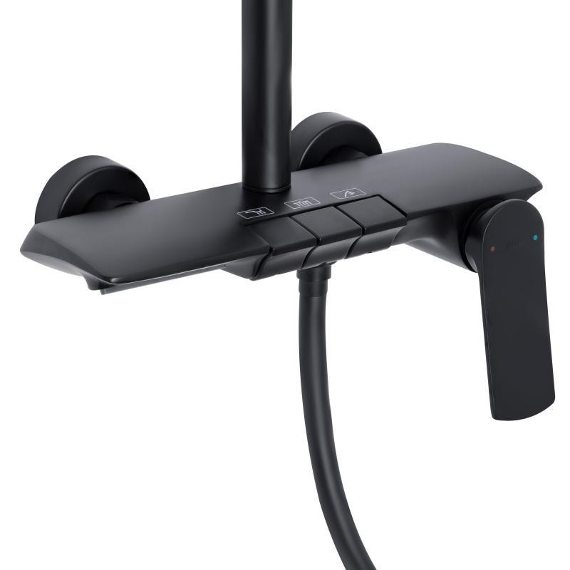 Душова система з виливом Qtap Slavonice на три споживачі QTSLA111BLM45906 Black Matt чорна Київ - фото 3