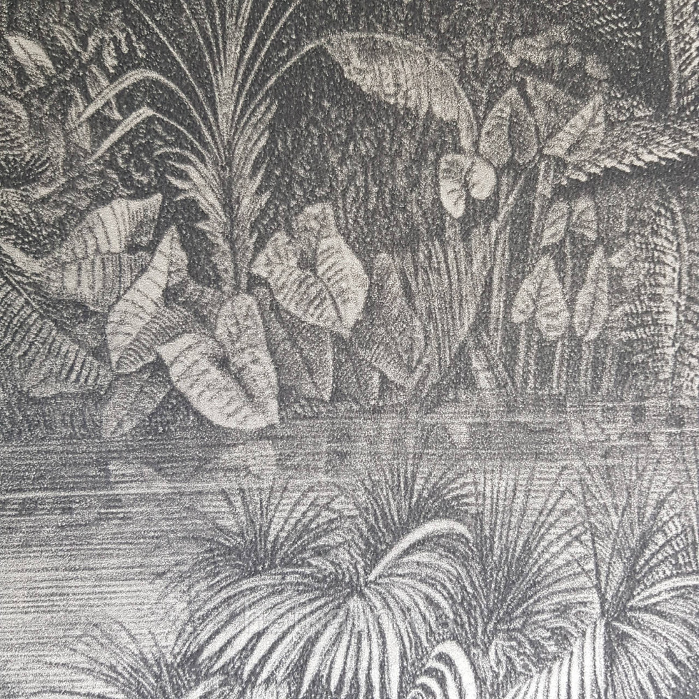 Шпалери флізелінові еко Rasch Kerala 0.53х10 м пальми листя екзотичні рослини чорні сріблясті Київ - фото 2