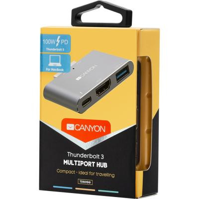 Порт-реплікатор Canyon Docking Station with 3 ports, Thunderbolt 3, Input 100-240V (CNS-TDS01DG) Вінниця - фото 4