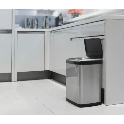 Контейнер для сміття JAH сенсорний прямокутний з вн. відром срібний металік 30 л (6396) Вінниця - фото 10