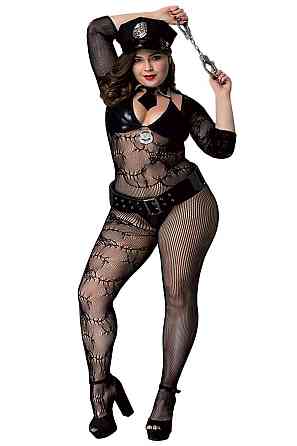Еротичний комбінезон сітка BLACK POLICE OUTFIT XL/XXL Sex Aura Київ