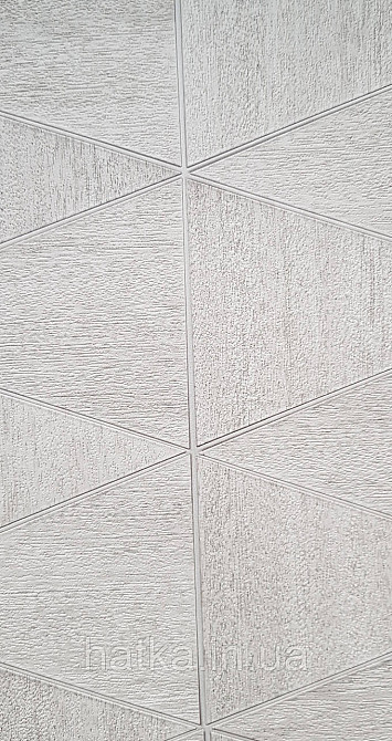 Шпалери вінілові на флізеліні Marburg Travertino 1.06х10 фігури трикутники смуги структурні сірі 3д Київ - фото 3