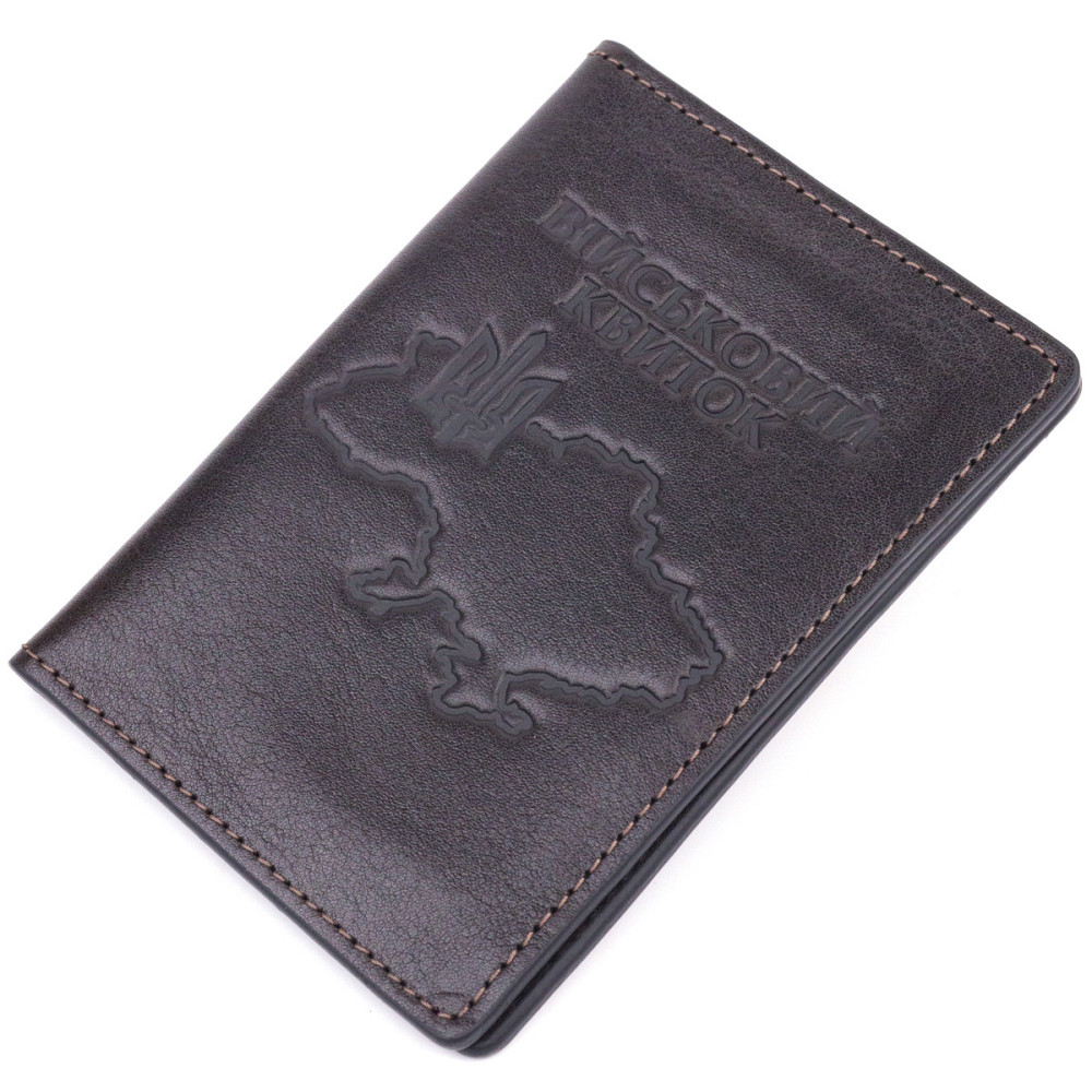 Практична обкладинка із глянсової шкіри на військовий квиток (GRANDE PELLE) Київ - фото 5