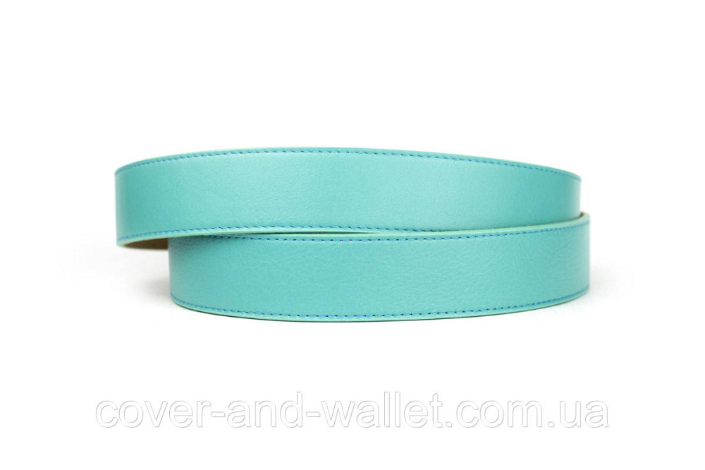 Модний жіночий ремінь із натуральної шкіри бірюзового кольору 35мм PS Leather Київ - фото 3