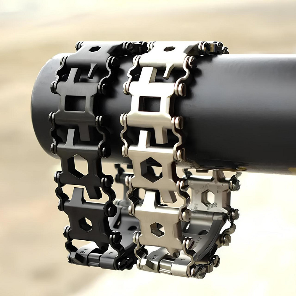 Чоловічий браслет-мультитул RESTEQ Tread Metric-Stainless — стильний металевий браслет 29 в 1, чорний колір Київ - фото 10
