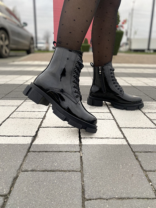 Черевики жіночі GREMMY чорні шкіра лакована висота 13 см (4230) Коломия - фото 3